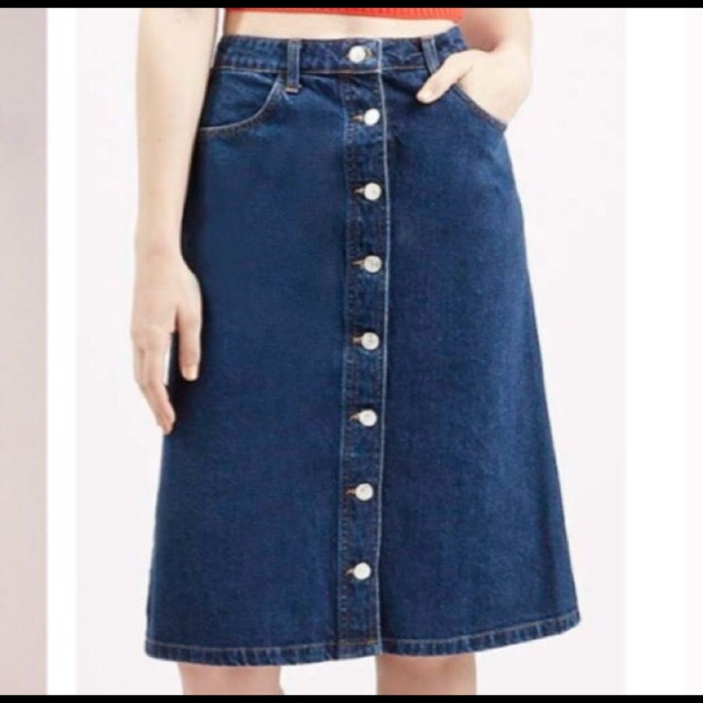 Topshop Moto Denim Button Front Skirt 28